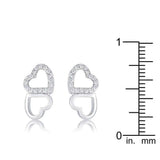 .17 Ct Melded Hearts Rhodium and CZ Stud Earrings - JGI