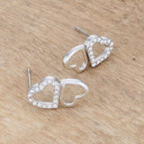 .17 Ct Melded Hearts Rhodium and CZ Stud Earrings - JGI