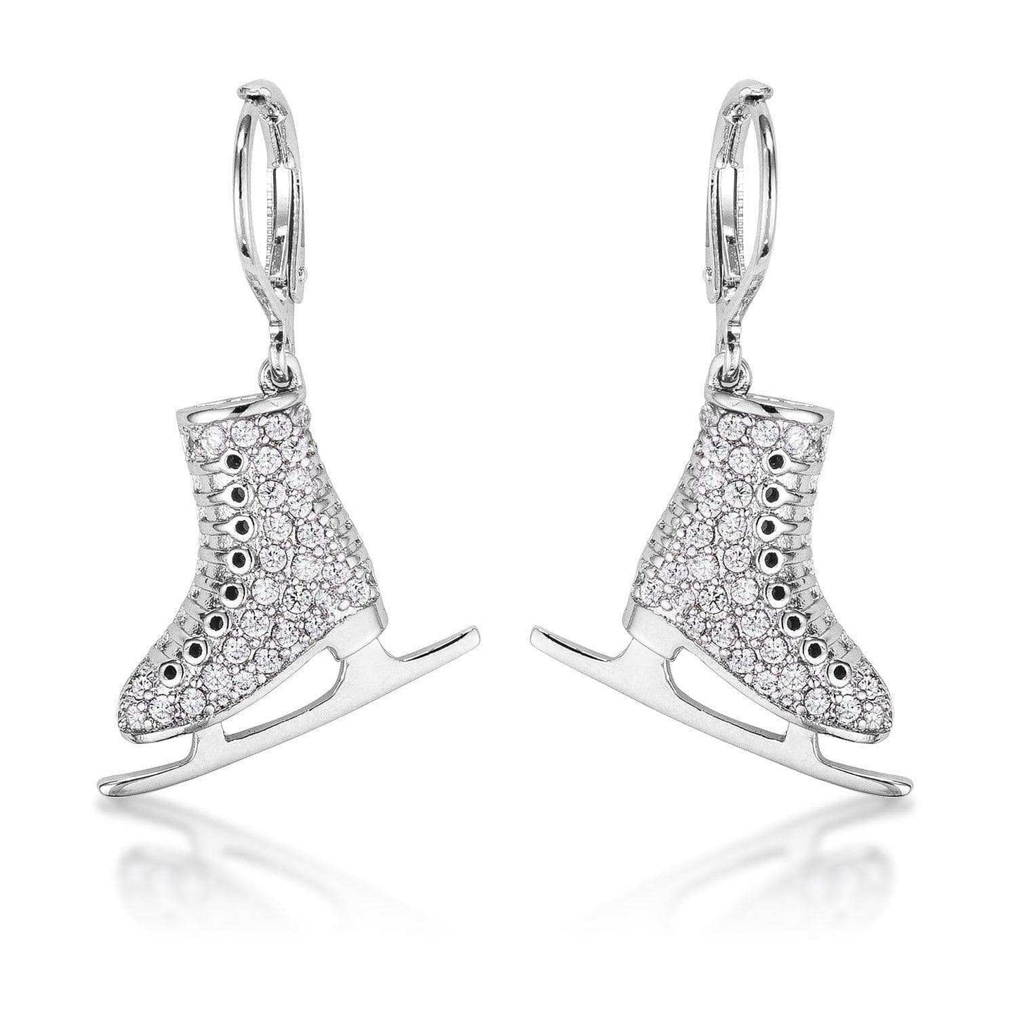 Delicate .85Ct Rhodium Plated Ice Skate Earrings - JGI - Flyclothing LLC