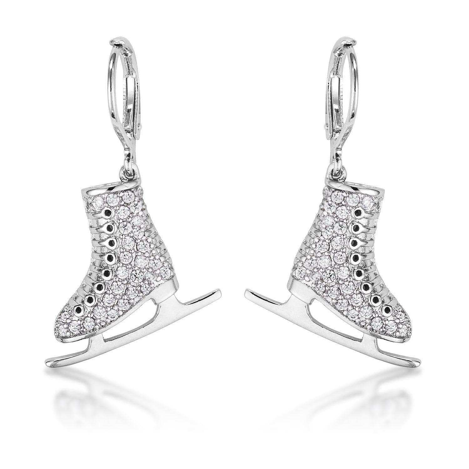 Delicate .85Ct Rhodium Plated Ice Skate Earrings - JGI - Flyclothing LLC