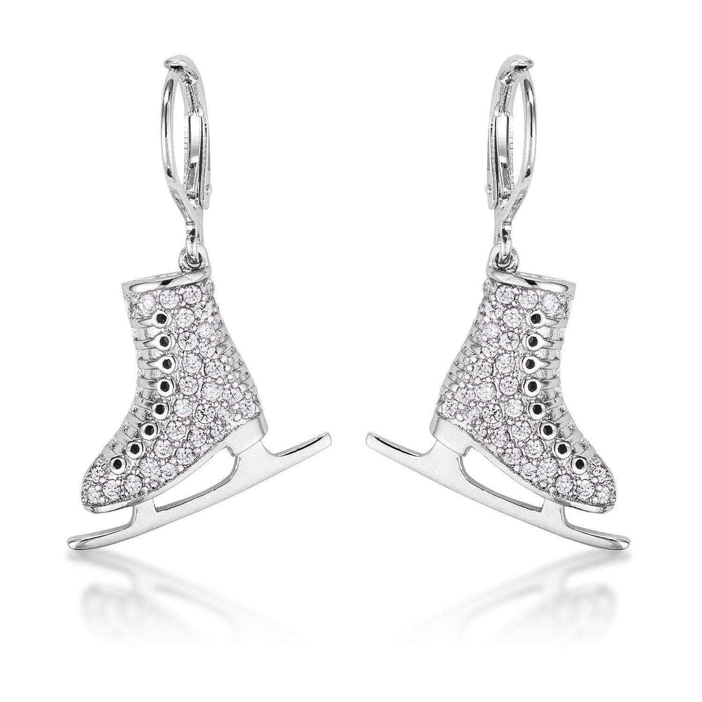 Delicate .85Ct Rhodium Plated Ice Skate Earrings - JGI - Flyclothing LLC