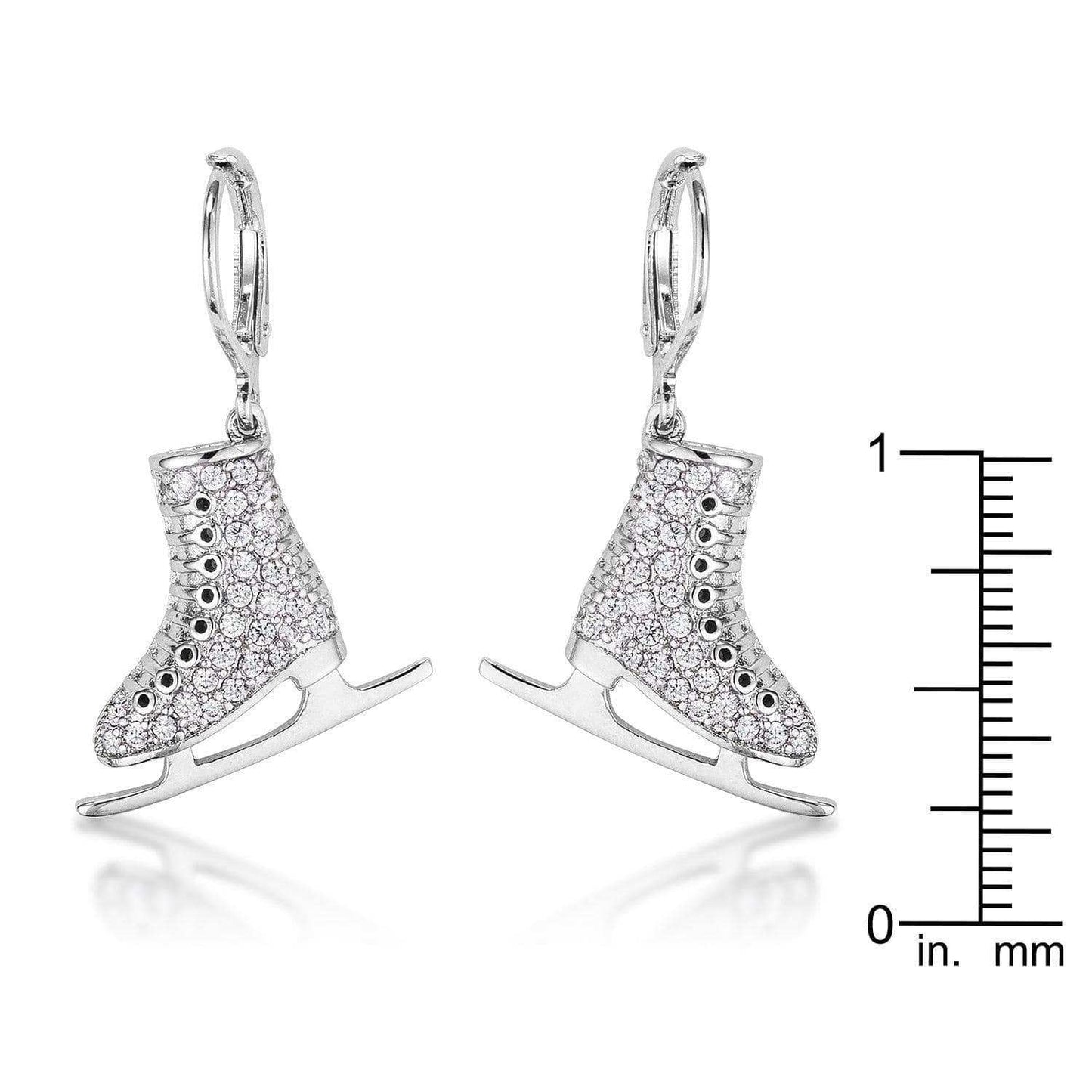 Delicate .85Ct Rhodium Plated Ice Skate Earrings - JGI - Flyclothing LLC