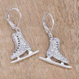 Delicate .85Ct Rhodium Plated Ice Skate Earrings - JGI - Flyclothing LLC