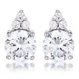 Simple Rhodium Plated 9mm Clear CZ Stud Earring - JGI - Flyclothing LLC