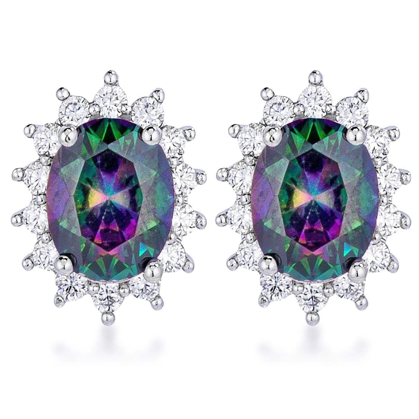Rhodium Plated Mystic Petite Royal Oval Earrings - JGI - Flyclothing LLC