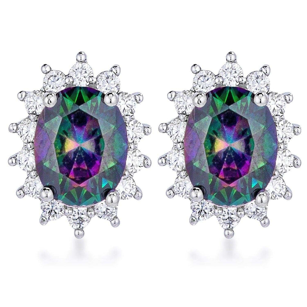 Rhodium Plated Mystic Petite Royal Oval Earrings - JGI - Flyclothing LLC