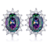 Rhodium Plated Mystic Petite Royal Oval Earrings - JGI - Flyclothing LLC