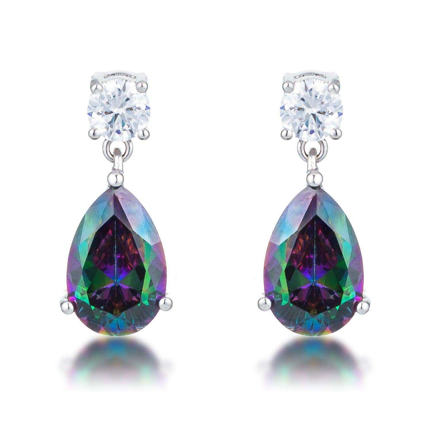 9.9Ct Rhodium Mystic Iridescent Teardrop Earrings - JGI - Flyclothing LLC
