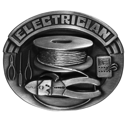 Electrician Antiqued Belt Buckle - Siskiyou Buckle