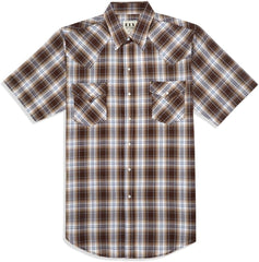 Ely Cattleman Brown Plaid Short Sleeve Western Shirt - Flyclothing LLC