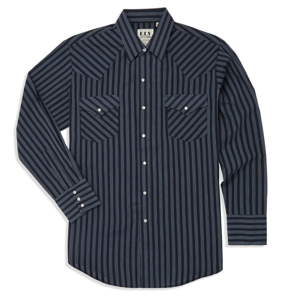 Ely Cattleman Black Stripe Long Sleeve Western Shirt - Flyclothing LLC
