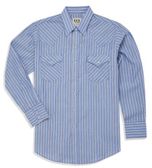Ely Cattleman Blue Stripe Long Sleeve Western Shirt - Flyclothing LLC