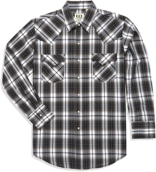 Ely Cattleman Black Plaid Long Sleeve Western Shirt - Ely Cattleman