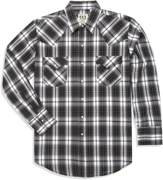 Ely Cattleman Black Plaid Long Sleeve Western Shirt - Flyclothing LLC