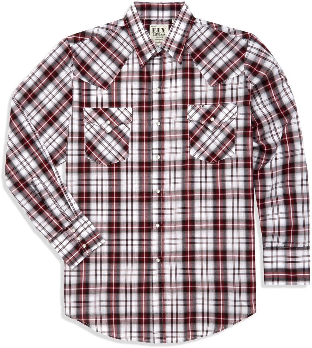 Ely Cattleman Red Plaid Long Sleeve Western Shirt - Ely Cattleman