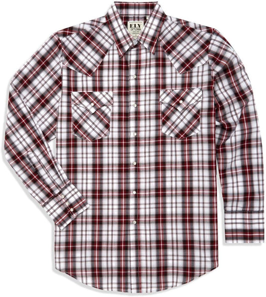 Ely Cattleman Red Plaid Long Sleeve Western Shirt - Flyclothing LLC
