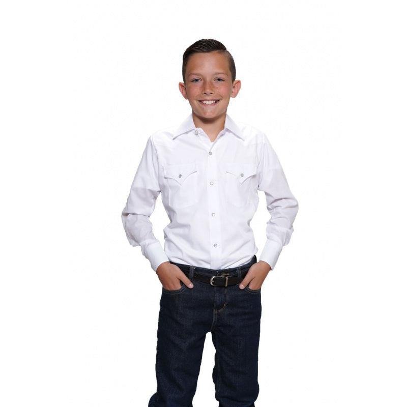 Ely Cattleman Boys L/S White Solid Snap Shirt - Ely Cattleman