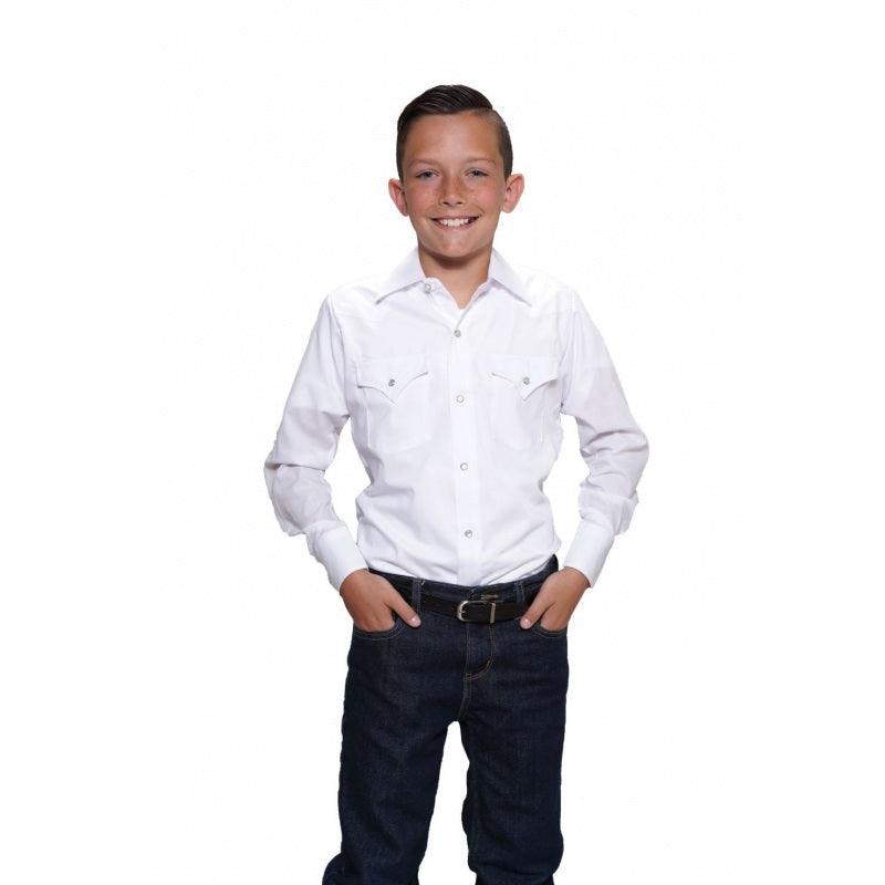 Ely Cattleman Boys L/S White Solid Snap Shirt - Flyclothing LLC