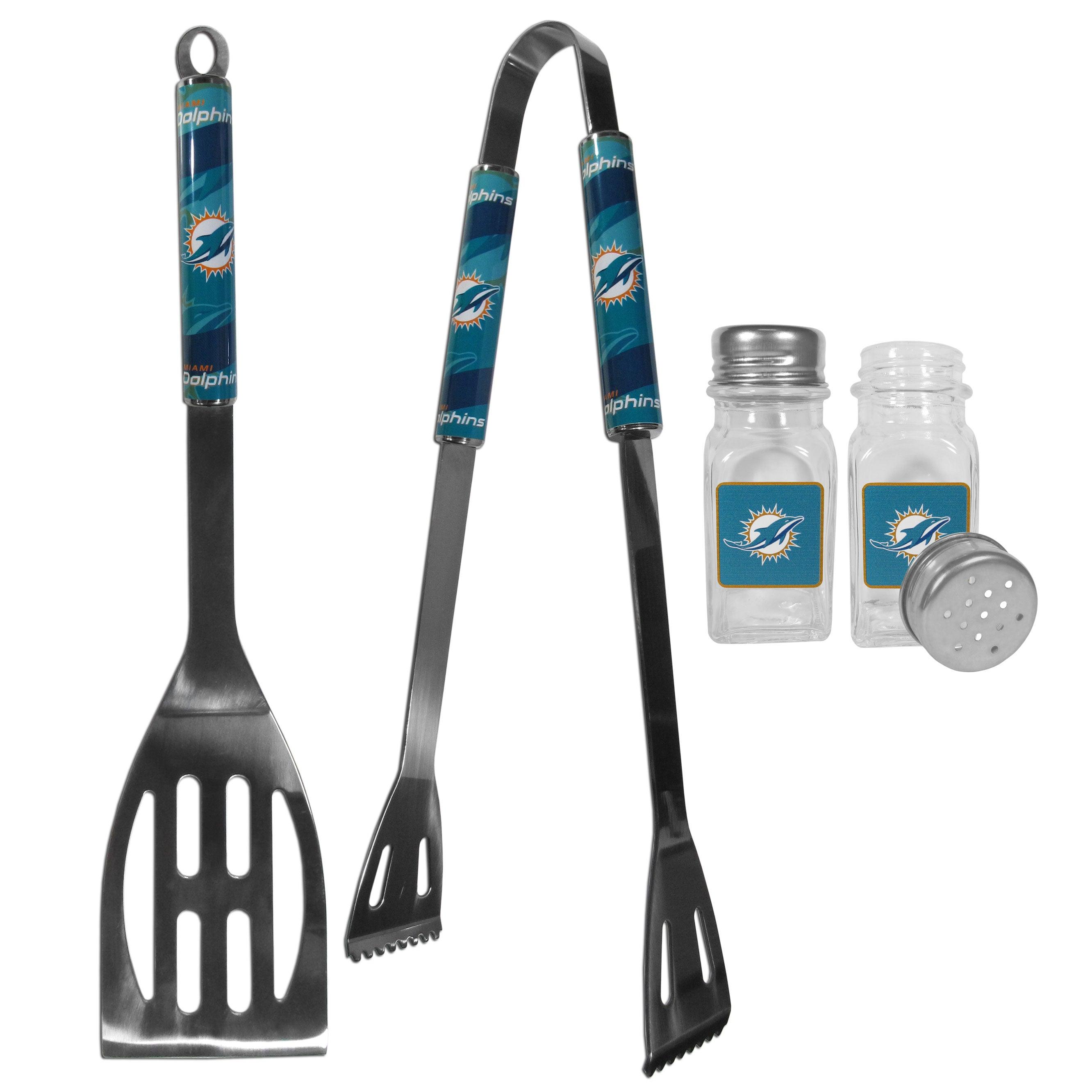 Miami Dolphins 2pc BBQ Set with Salt & Pepper Shakers - Flyclothing LLC