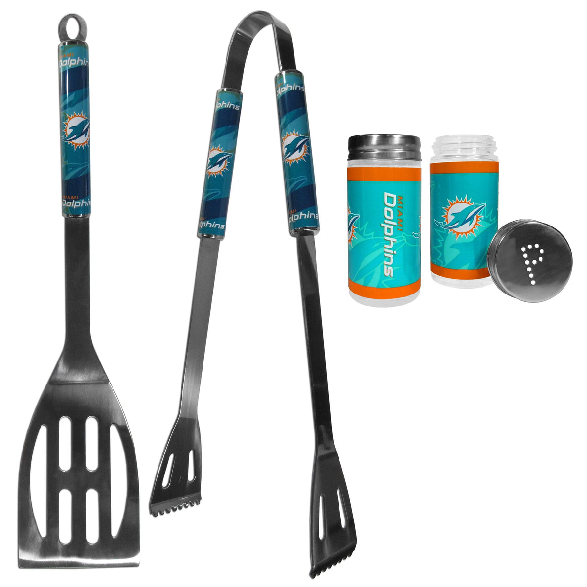 Miami Dolphins 2pc BBQ Set with Tailgate Salt & Pepper Shakers - Flyclothing LLC