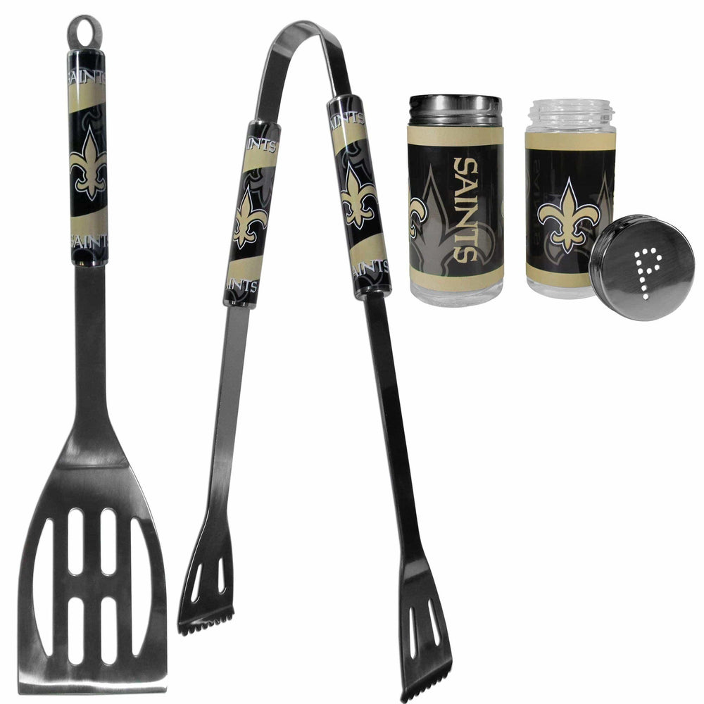 New Orleans Saints 2pc BBQ Set with Tailgate Salt & Pepper Shakers - Siskiyou Buckle