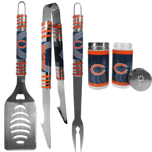 Chicago Bears 3 pc Tailgater BBQ Set and Salt and Pepper Shaker Set - Flyclothing LLC