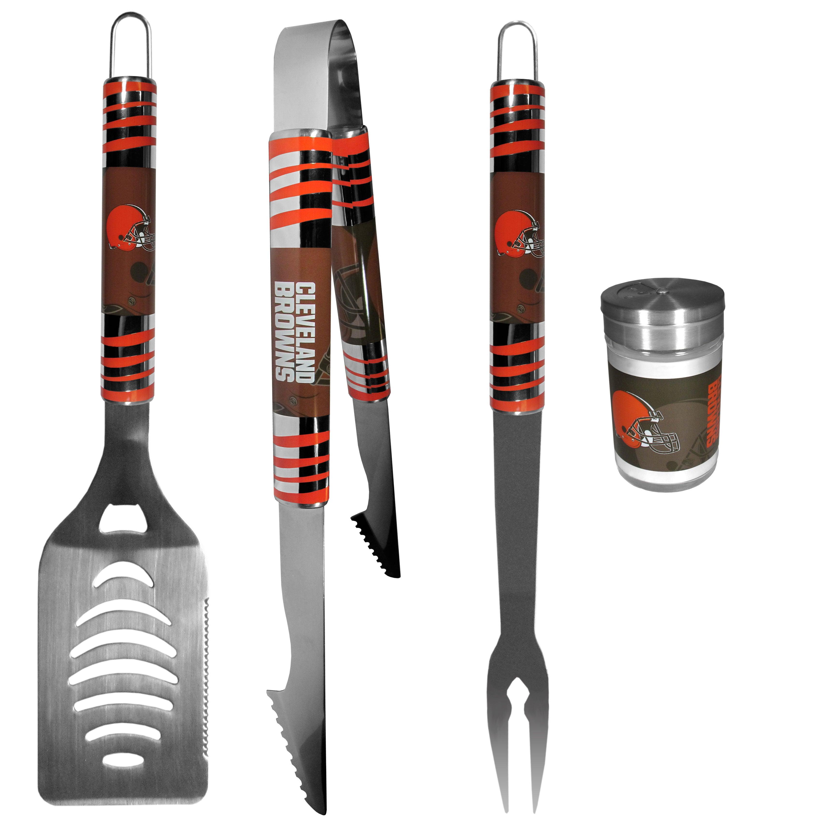 Cleveland Browns 3 pc Tailgater BBQ Set and Season Shaker - Flyclothing LLC