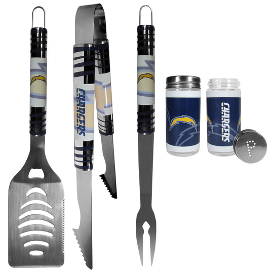 Los Angeles Chargers 3 pc Tailgater BBQ Set and Salt and Pepper Shaker Set - Flyclothing LLC
