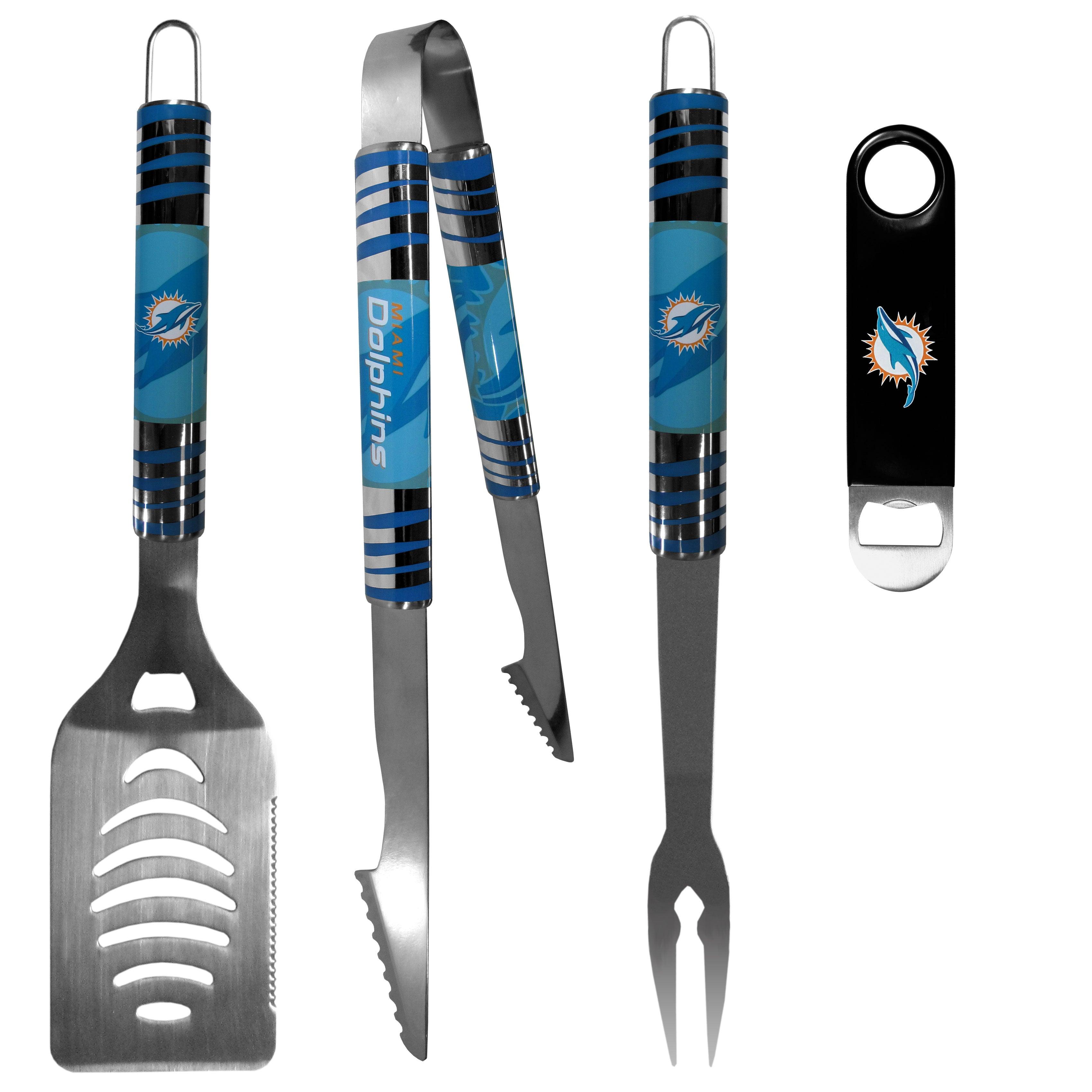 Miami Dolphins 3 pc BBQ Set and Bottle Opener - Flyclothing LLC