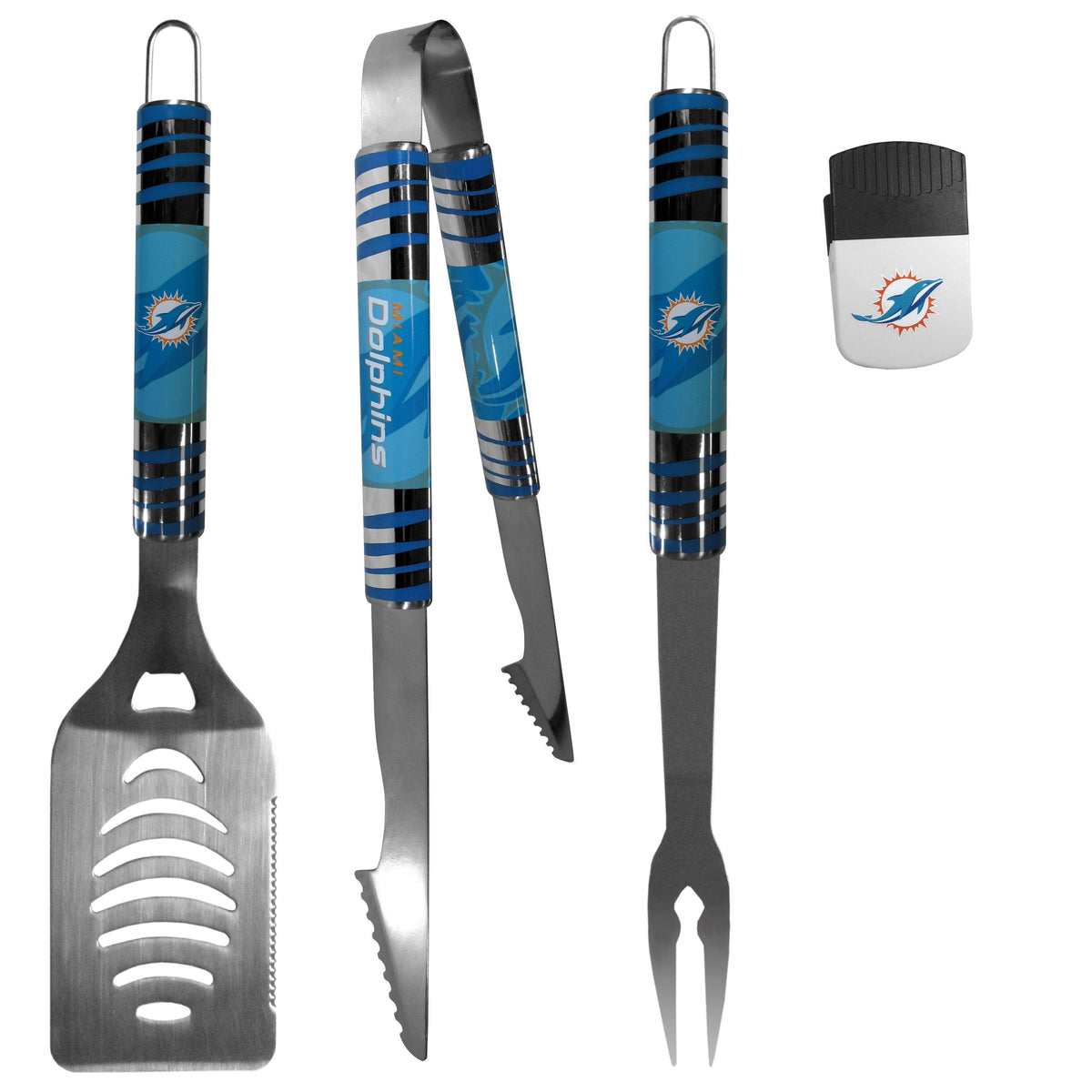 Miami Dolphins 3 pc BBQ Set and Chip Clip - Flyclothing LLC