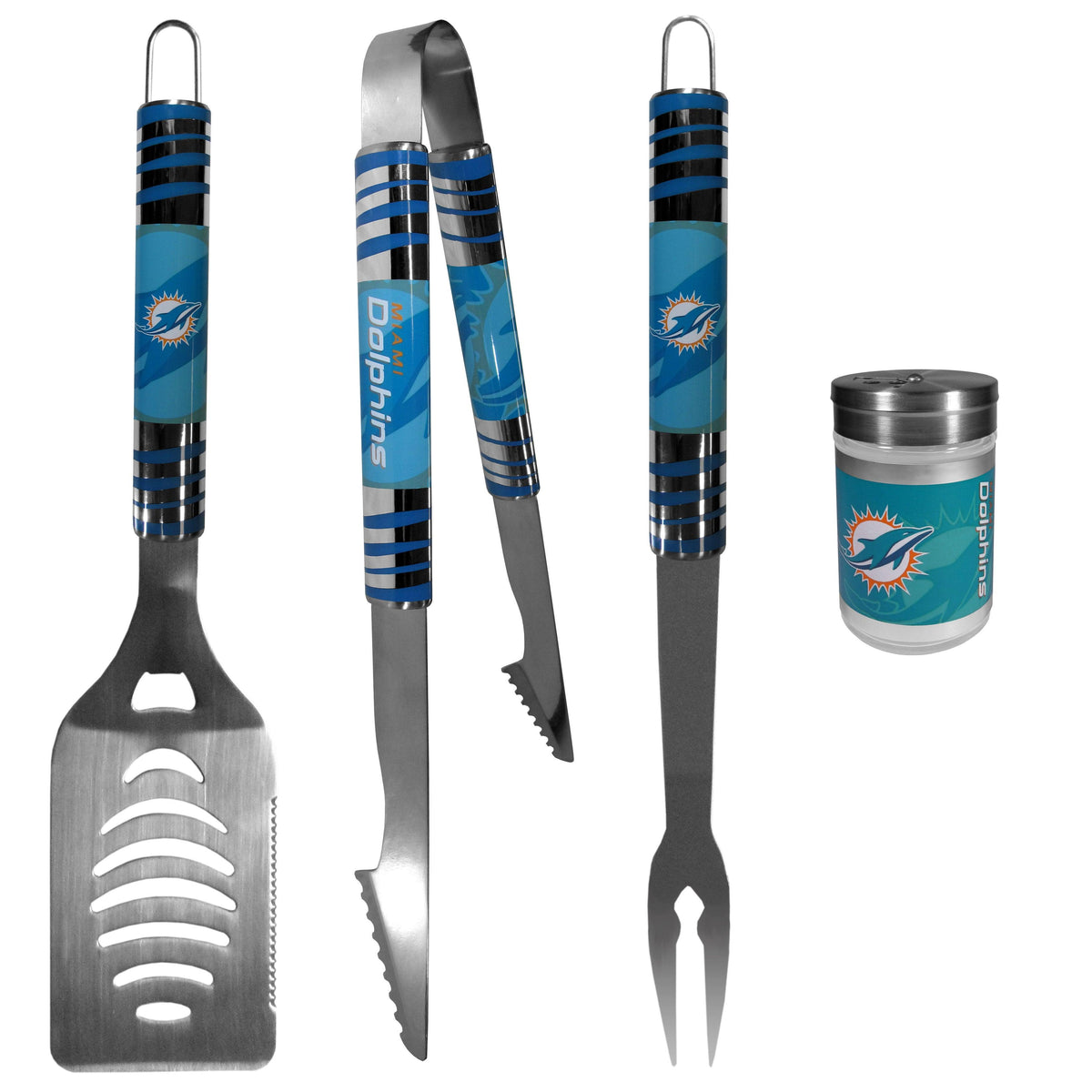 Miami Dolphins 3 pc Tailgater BBQ Set and Season Shaker - Flyclothing LLC