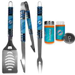 Miami Dolphins 3 pc Tailgater BBQ Set and Salt and Pepper Shaker Set - Flyclothing LLC