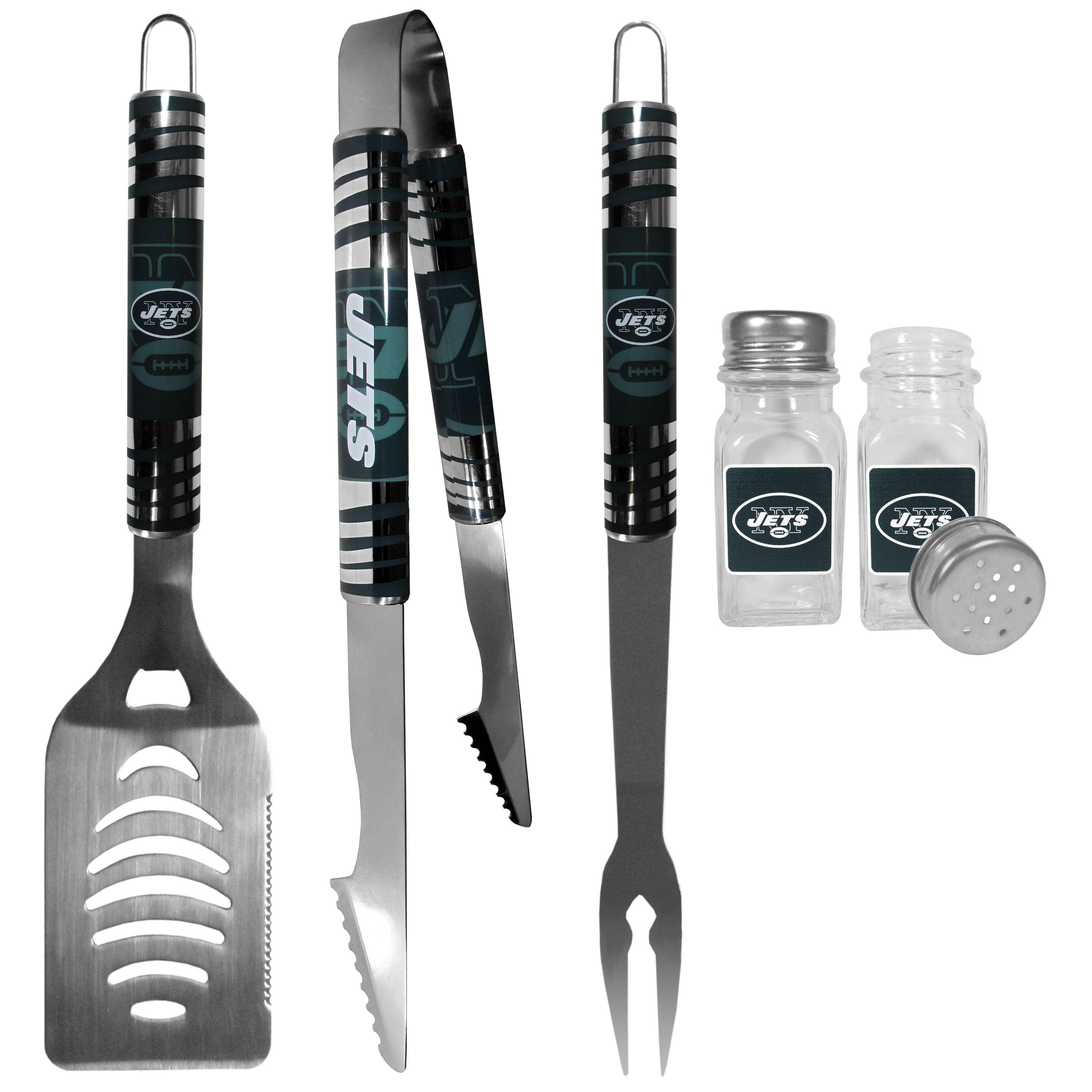 New York Jets 3 pc Tailgater BBQ Set and Salt and Pepper Shakers - Flyclothing LLC
