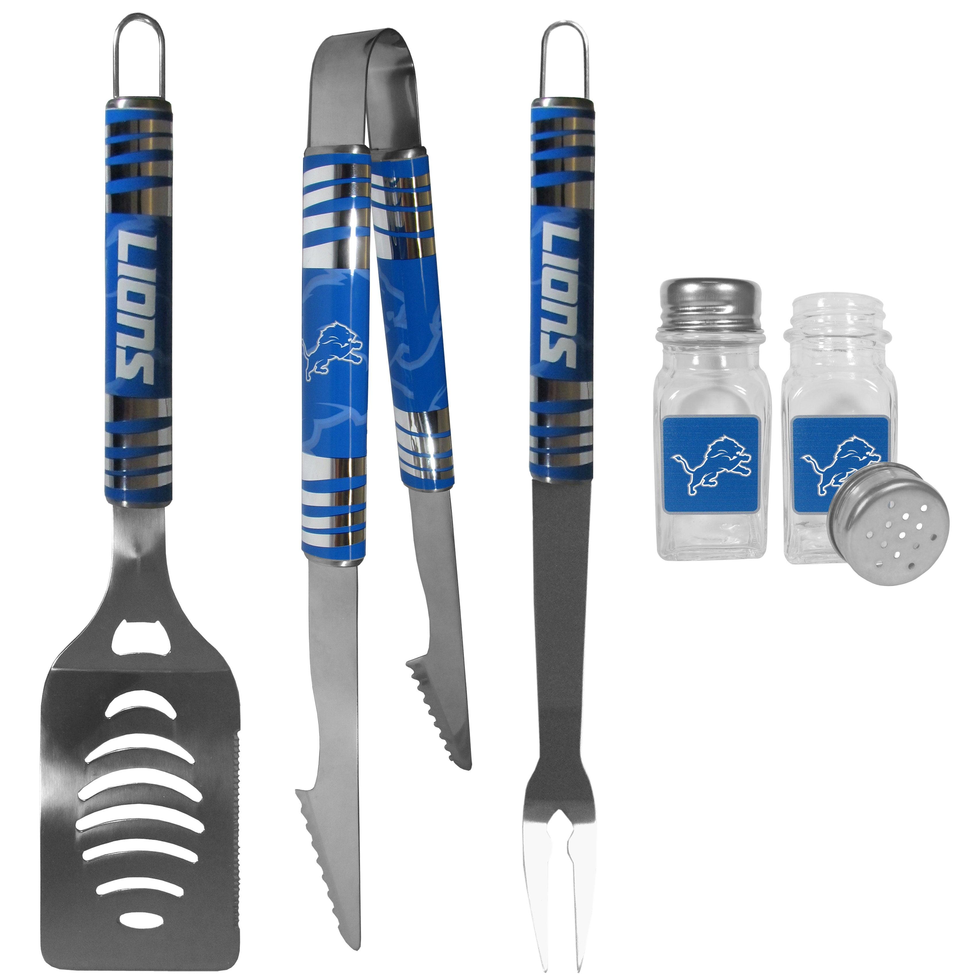 Detroit Lions 3 pc Tailgater BBQ Set and Salt and Pepper Shakers - Flyclothing LLC