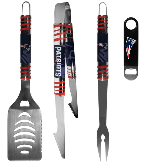 New England Patriots 3 pc BBQ Set and Bottle Opener - Siskiyou Buckle