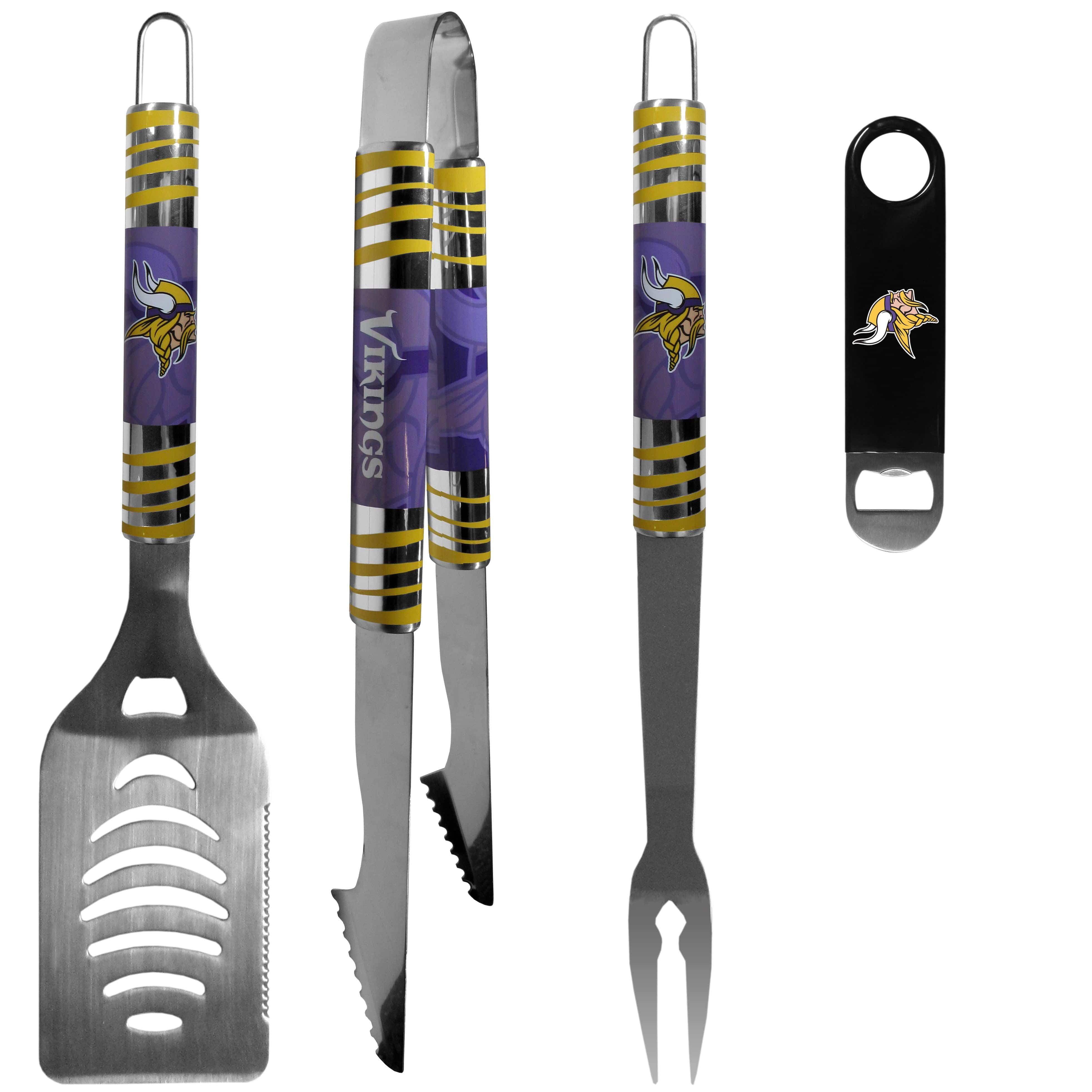 Minnesota Vikings 3 pc BBQ Set and Bottle Opener - Flyclothing LLC