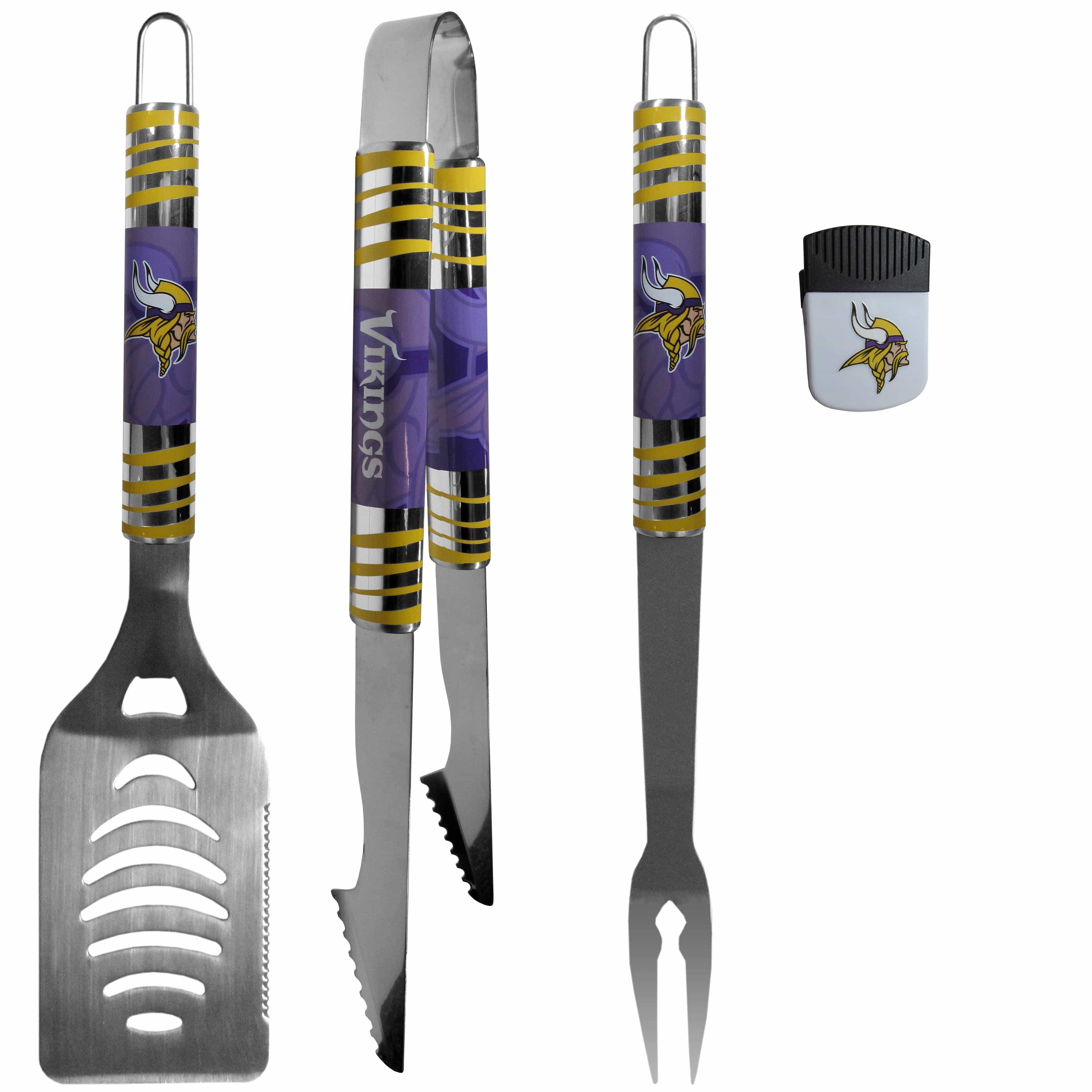 Minnesota Vikings 3 pc BBQ Set and Chip Clip - Flyclothing LLC