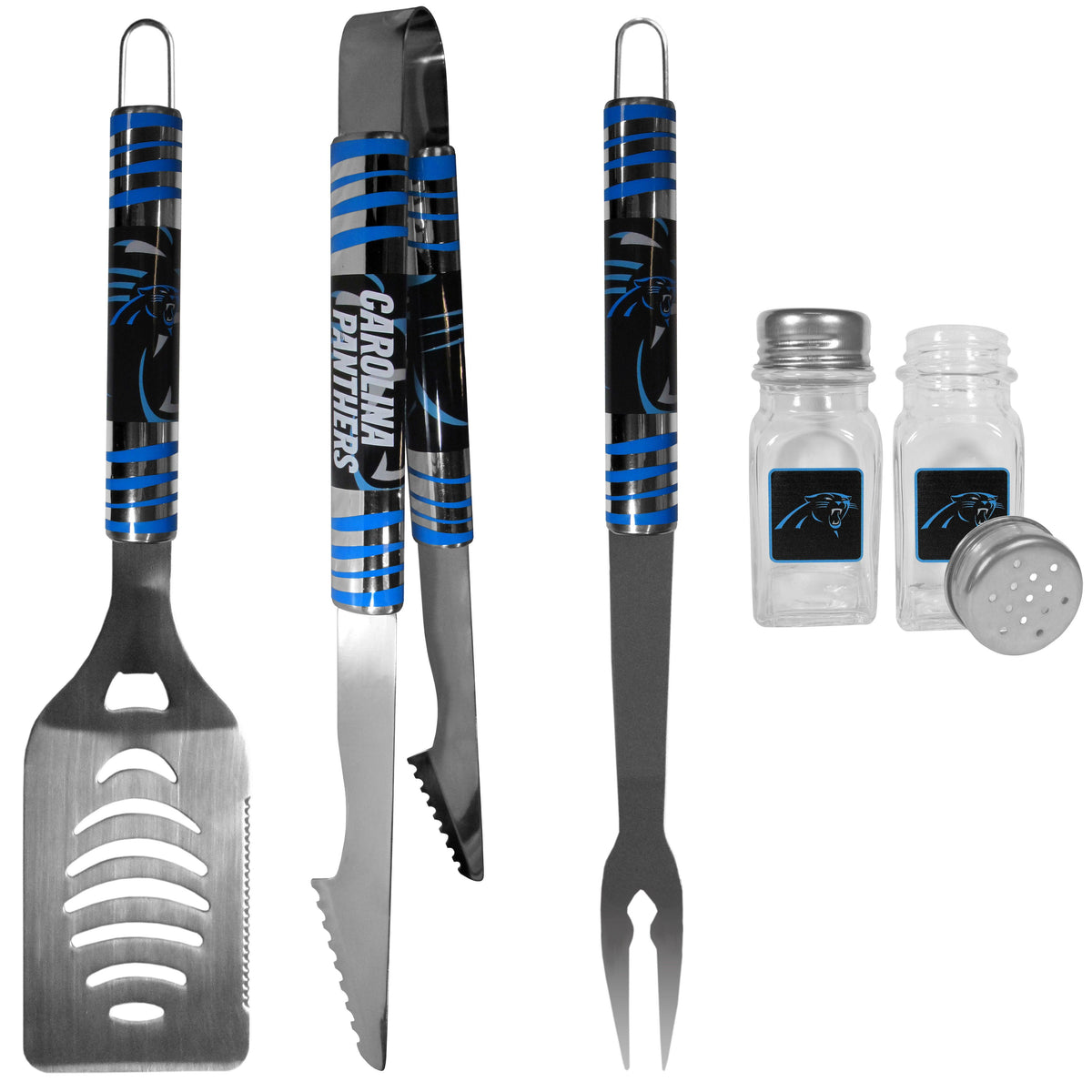 Carolina Panthers 3 pc Tailgater BBQ Set and Salt and Pepper Shakers - Flyclothing LLC
