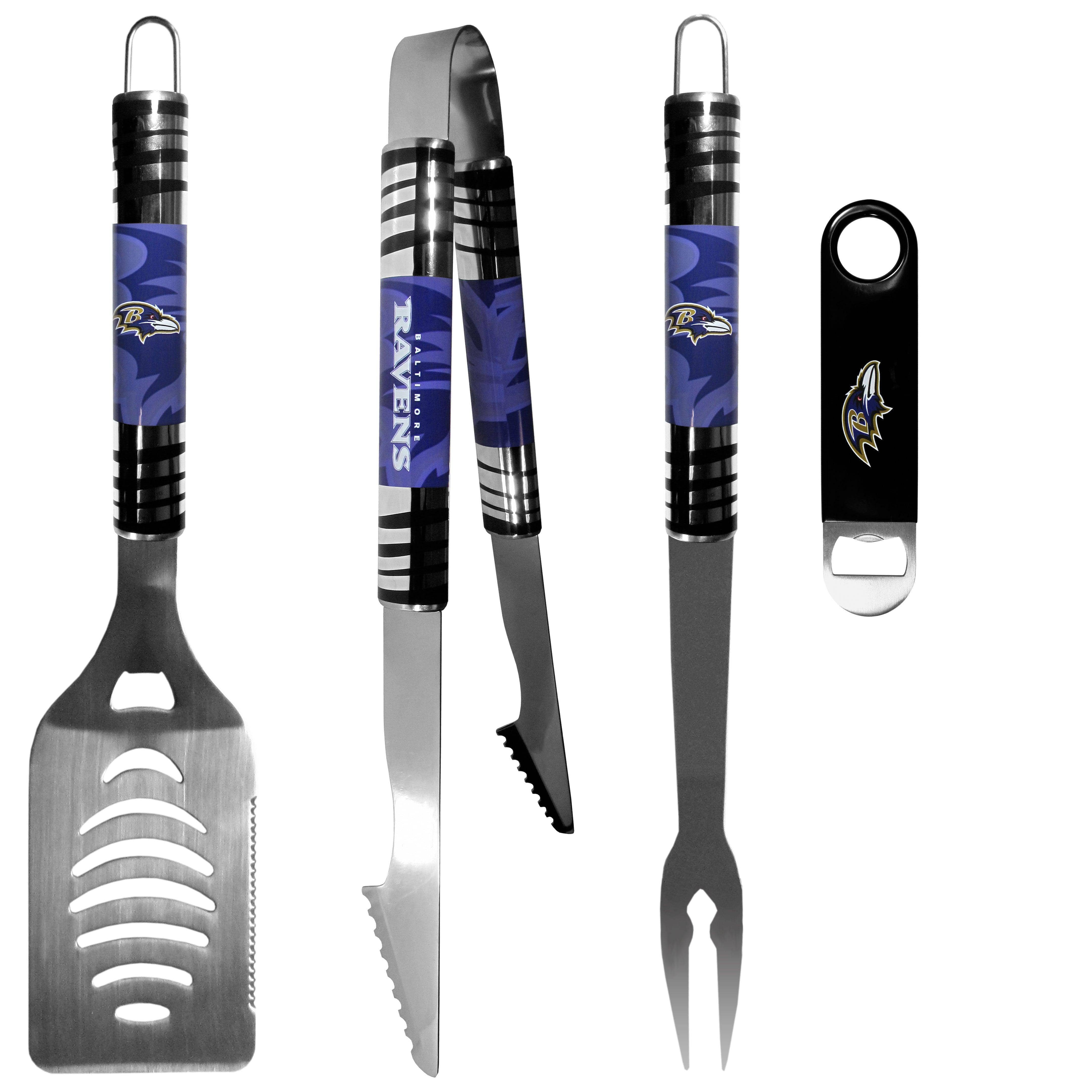 Baltimore Ravens 3 pc BBQ Set and Bottle Opener - Siskiyou Buckle