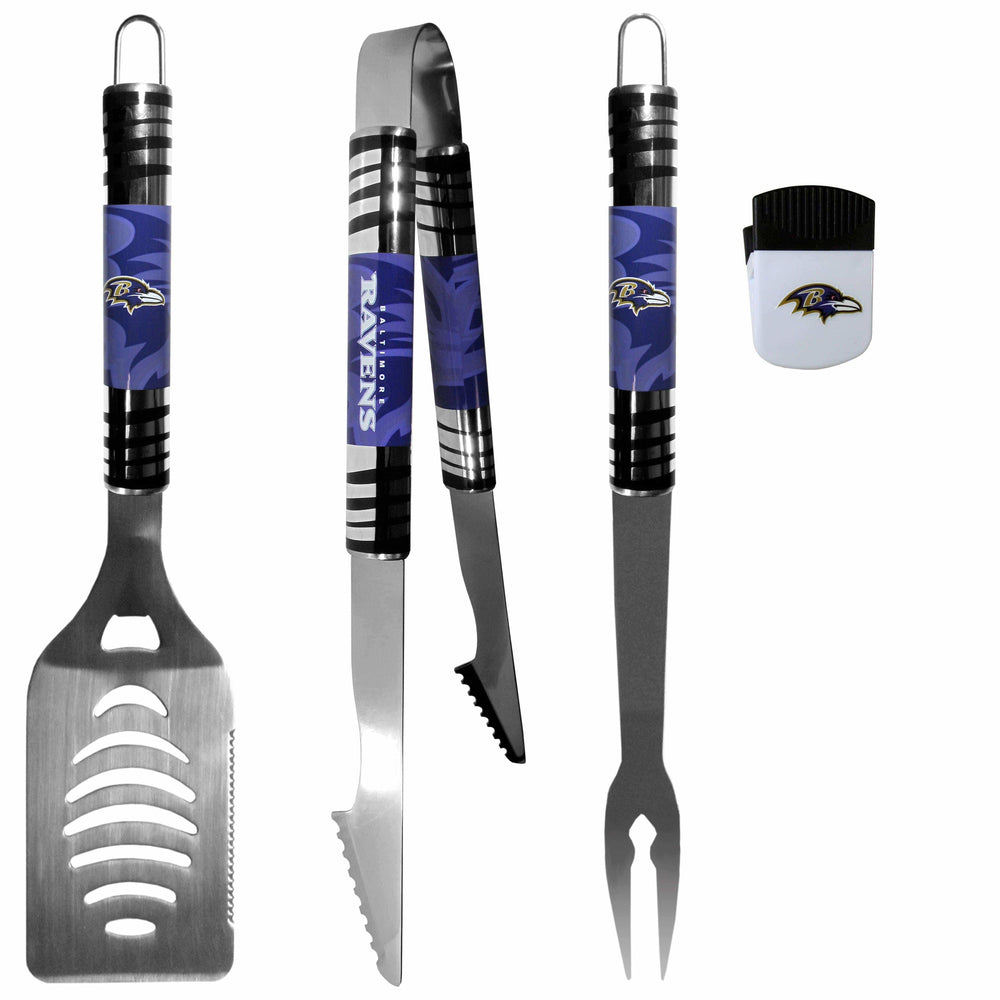 Baltimore Ravens 3 pc BBQ Set and Chip Clip - Siskiyou Buckle - Flyclothing LLC