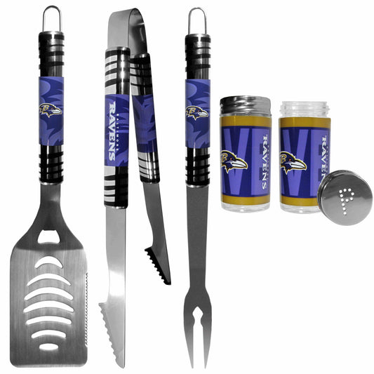 Baltimore Ravens 3 pc Tailgater BBQ Set and Salt and Pepper Shaker Set - Siskiyou Buckle - Flyclothing LLC