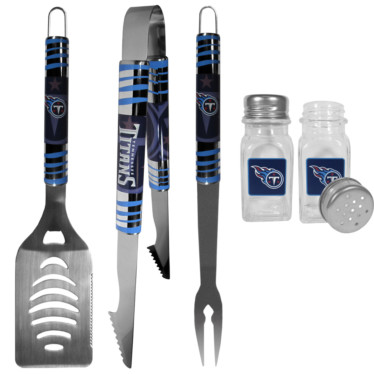 Tennessee Titans 3 pc Tailgater BBQ Set and Salt and Pepper Shakers - Flyclothing LLC