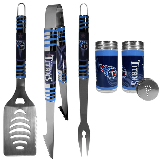 Tennessee Titans 3 pc Tailgater BBQ Set and Salt and Pepper Shaker Set - Flyclothing LLC