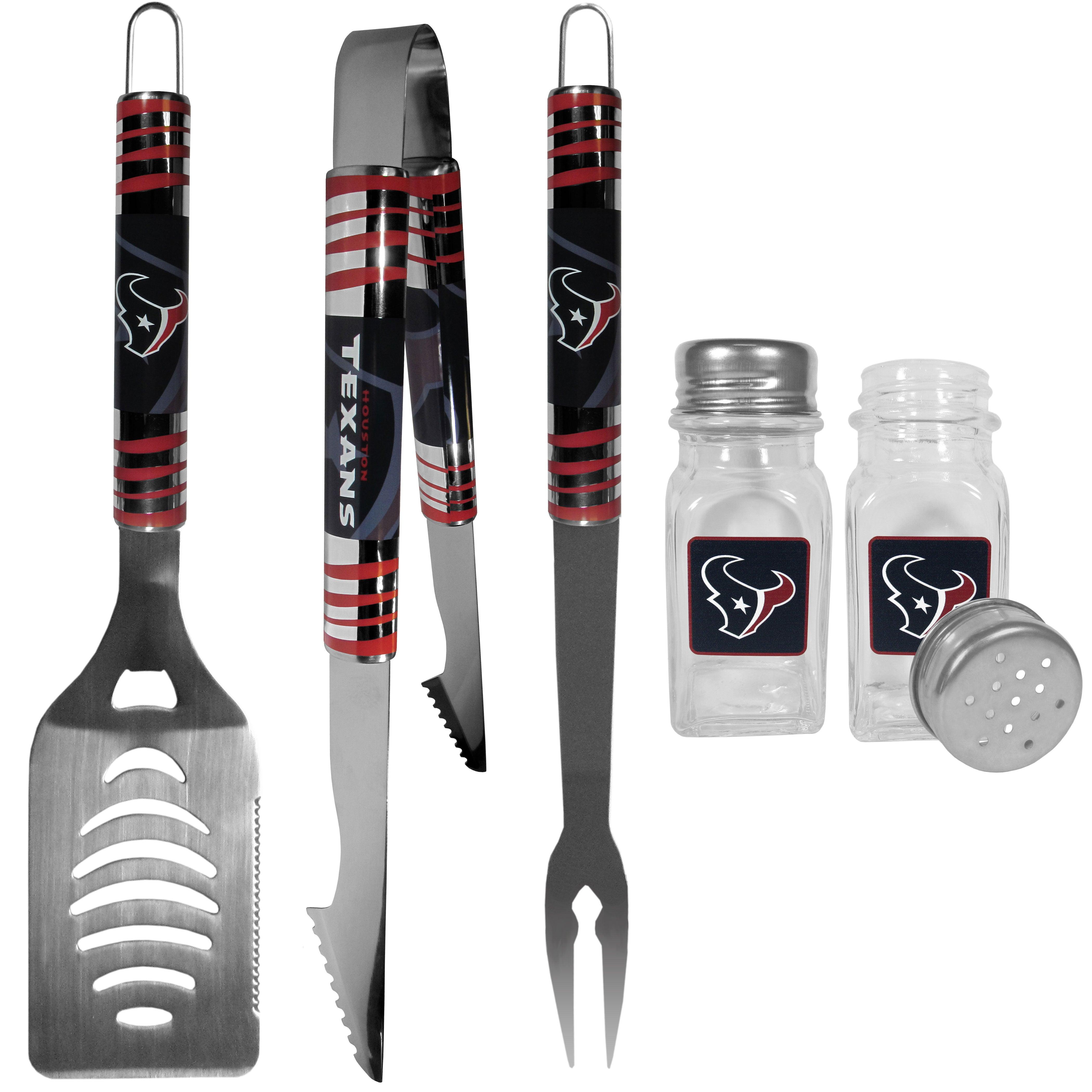 Houston Texans 3 pc Tailgater BBQ Set and Salt and Pepper Shakers - Flyclothing LLC