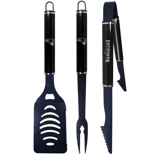 New England Patriots 3 pc Color and Black BBQ Set - Siskiyou Buckle