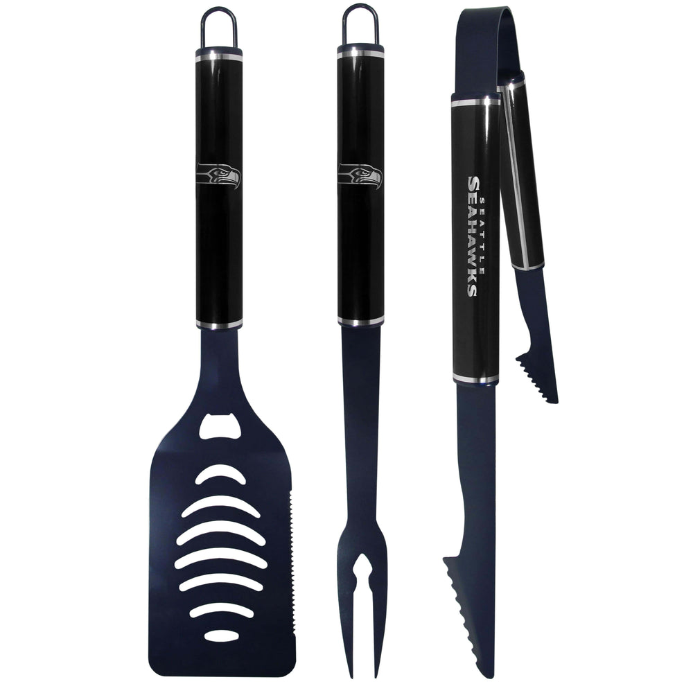 Seattle Seahawks 3 pc Color and Black BBQ Set - Siskiyou Buckle