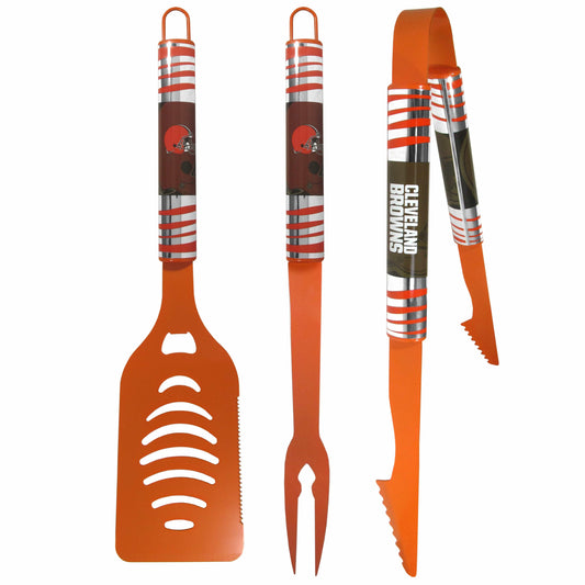 Cleveland Browns 3 pc Color BBQ Tool Set - Siskiyou Buckle