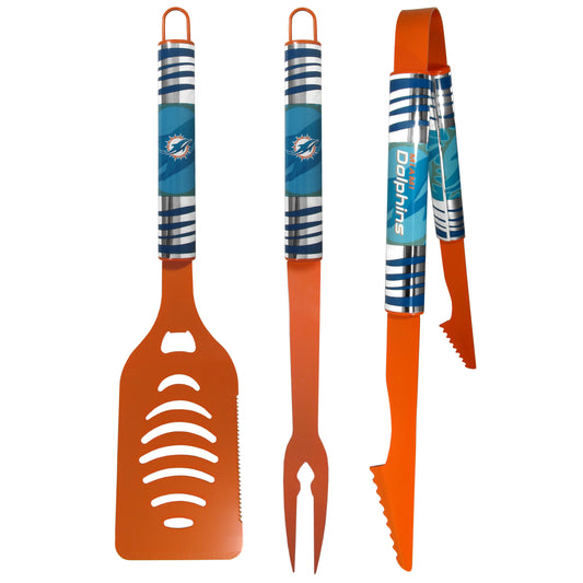 Miami Dolphins 3 pc Color BBQ Tool Set