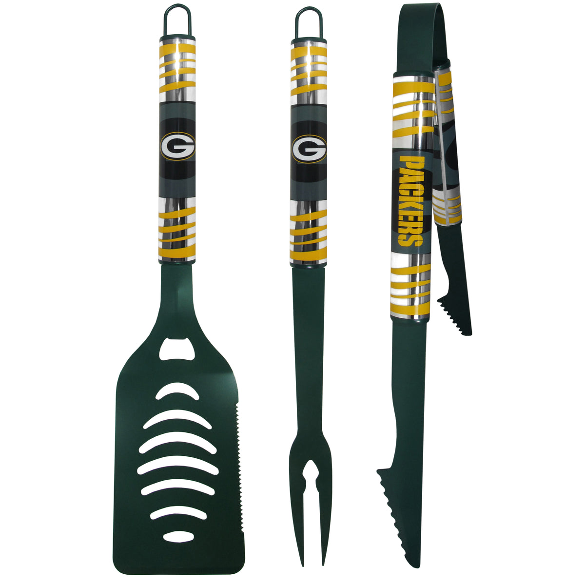 Green Bay Packers 3 pc Color BBQ Tool Set