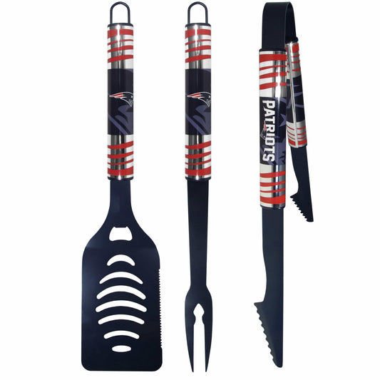 New England Patriots 3 pc Color BBQ Tool Set - Siskiyou Buckle